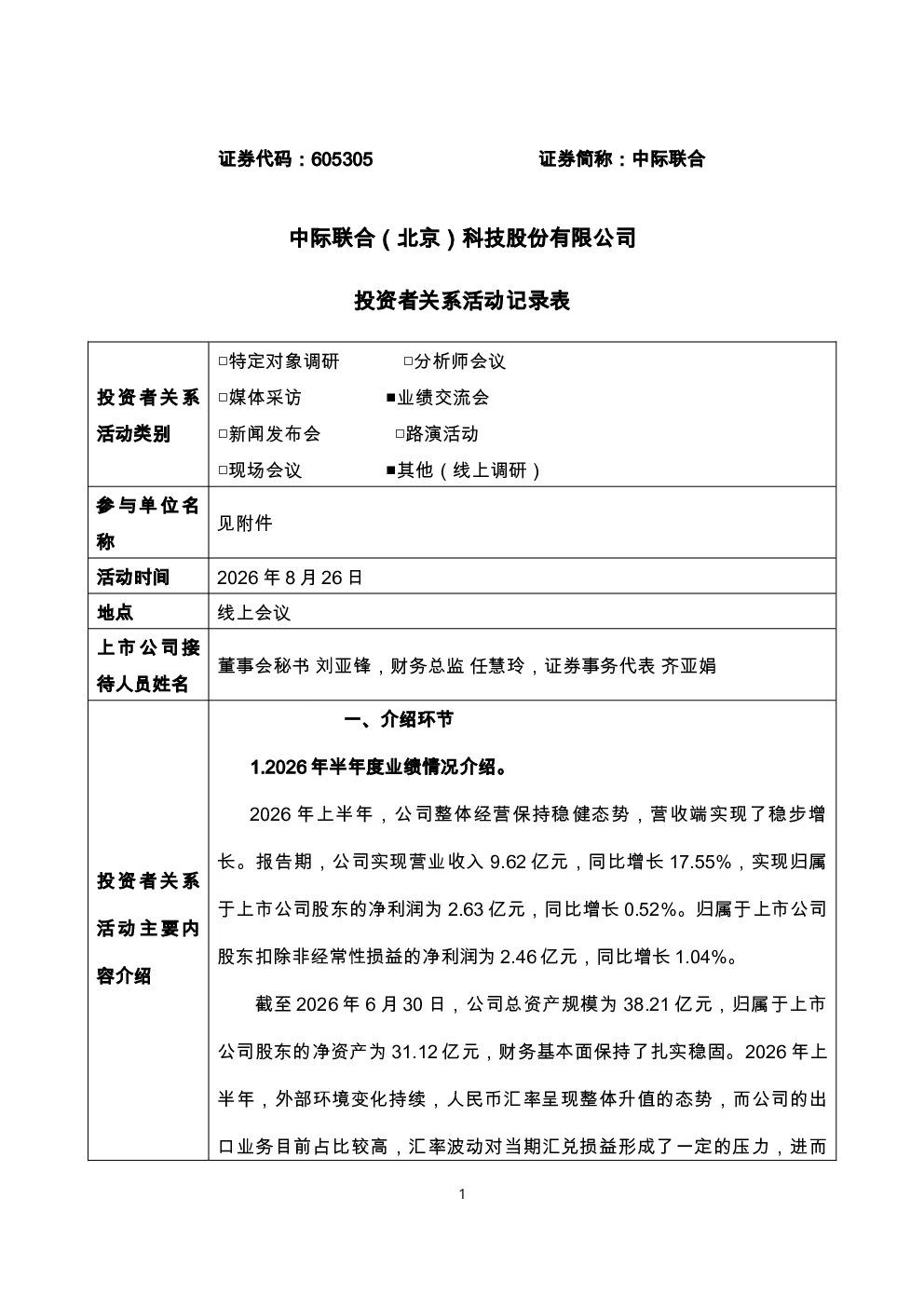 605305 中际联合