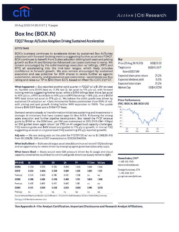 2027财年第二季度回顾：Box AI/Suites采用驱动持续加速
