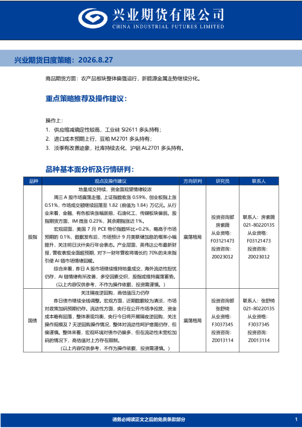 日度策略