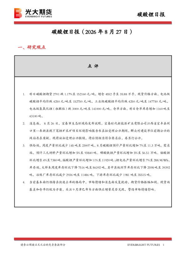 碳酸锂日报