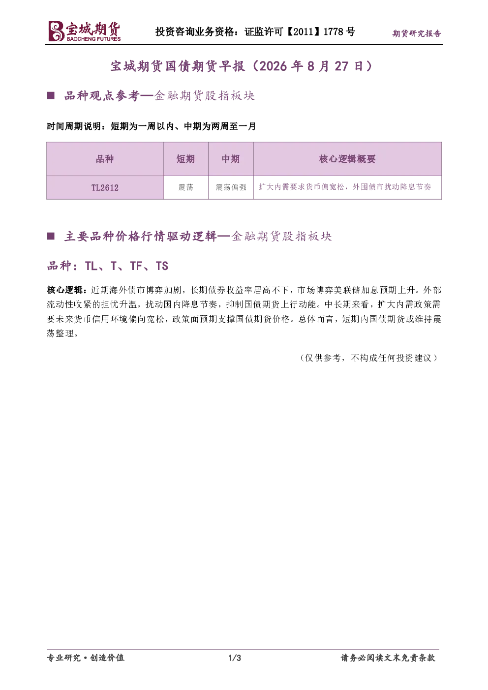 国债期货早报