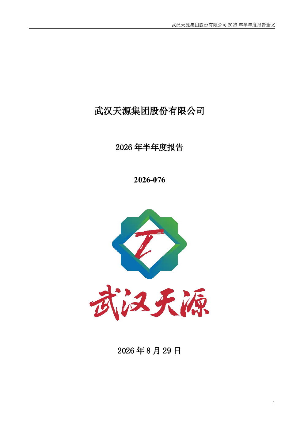 武汉天源：2026年半年度报告