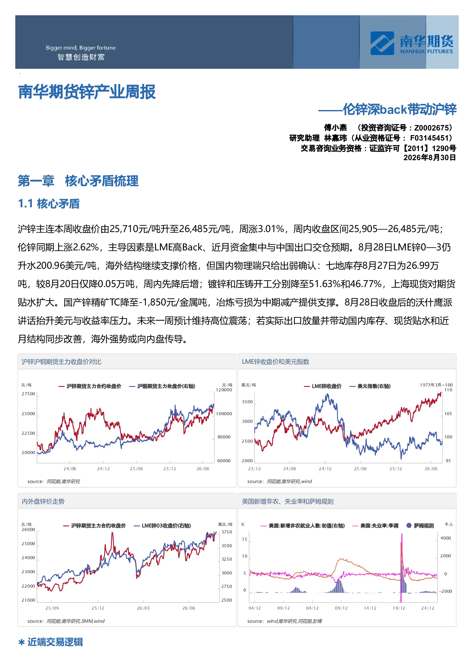 南华期货锌产业周报：伦锌深back带动沪锌