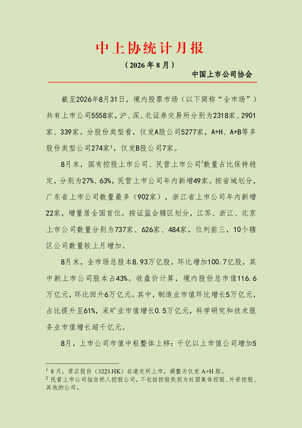 中上协统计月报2026年08月