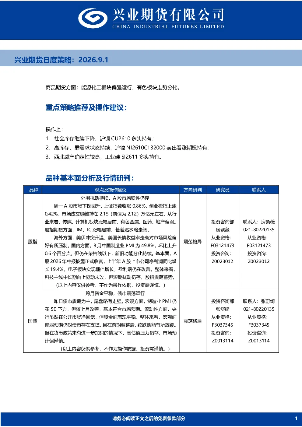 日度策略