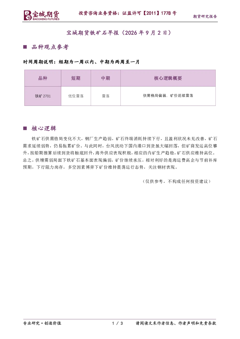 铁矿石早报