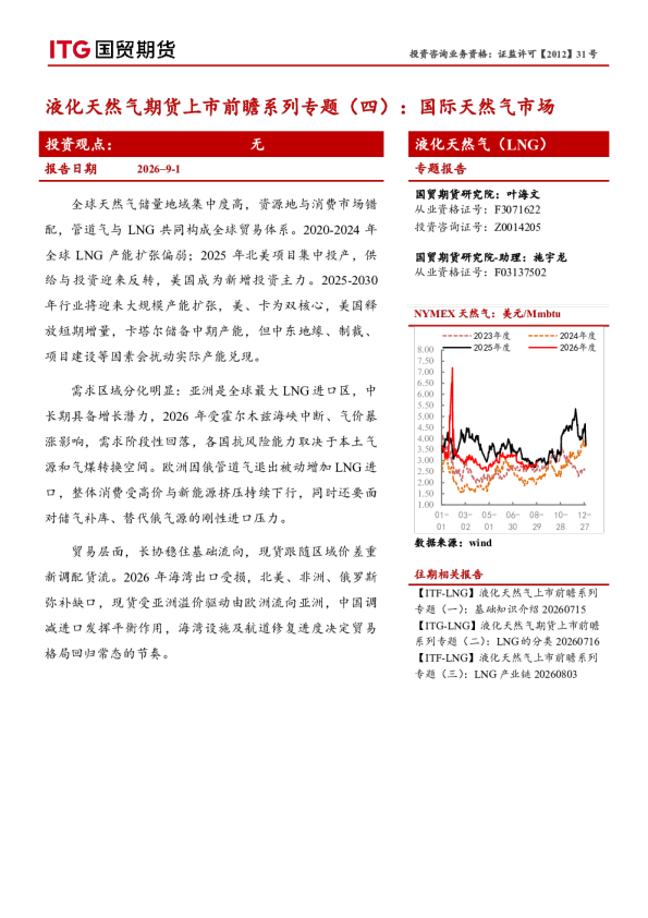 液化天然气期货上市前瞻系列专题（四）：国际天然气市场