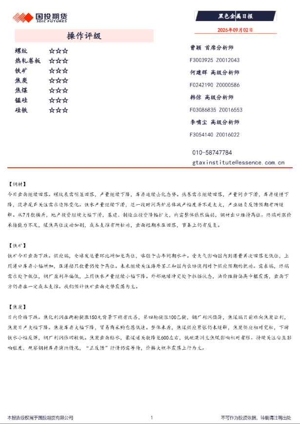 黑色金属日报