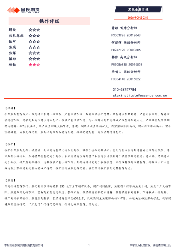 黑色金属日报