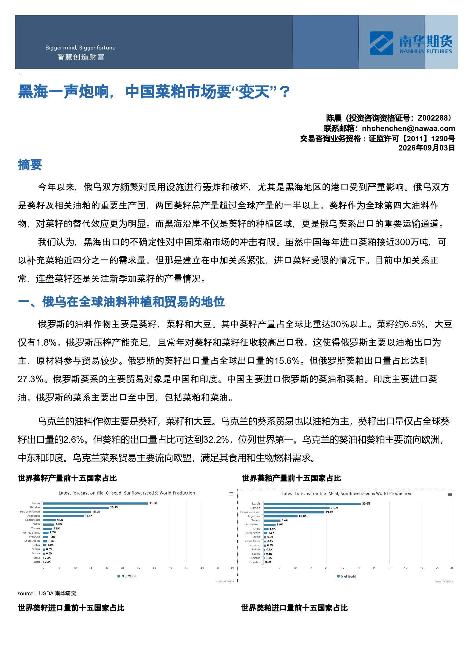 黑海一声炮响，中国菜粕市场要“变天”？