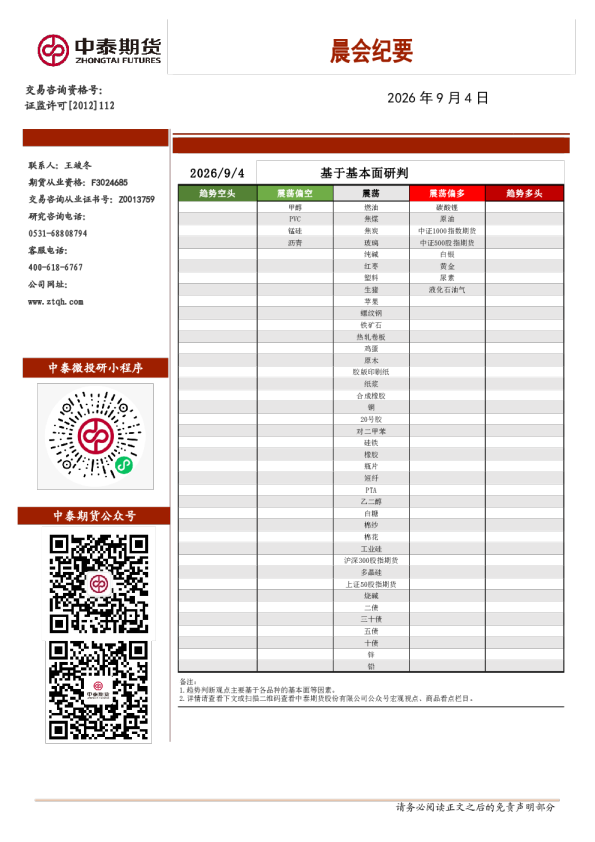 隆众资讯晨会纪要