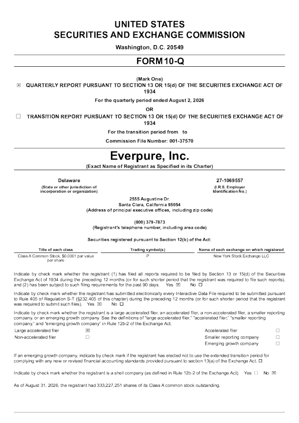 
Everpure公司-A 2026年季度报告