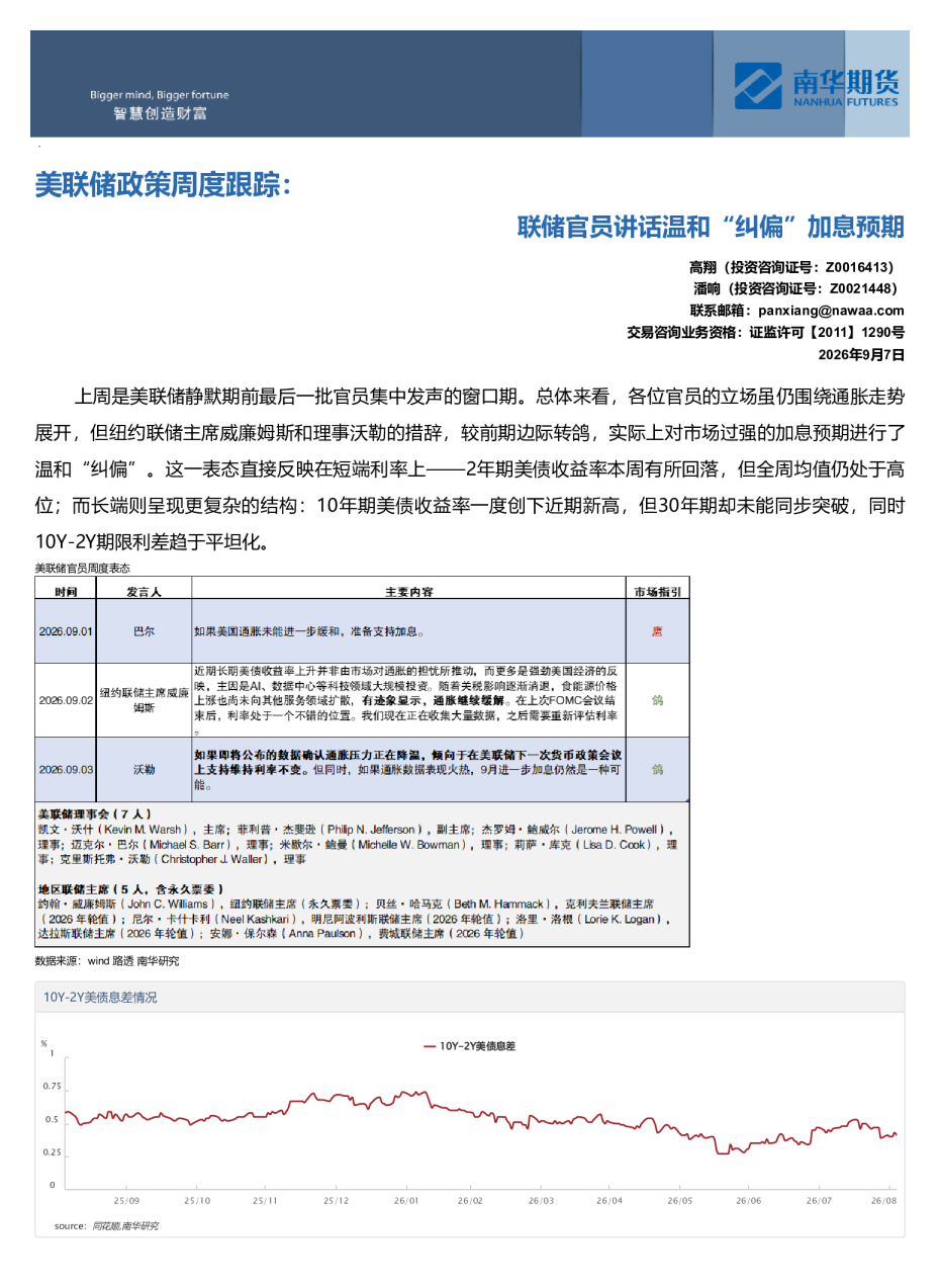 美联储政策周度跟踪：联储官员讲话温和“纠偏”加息预期