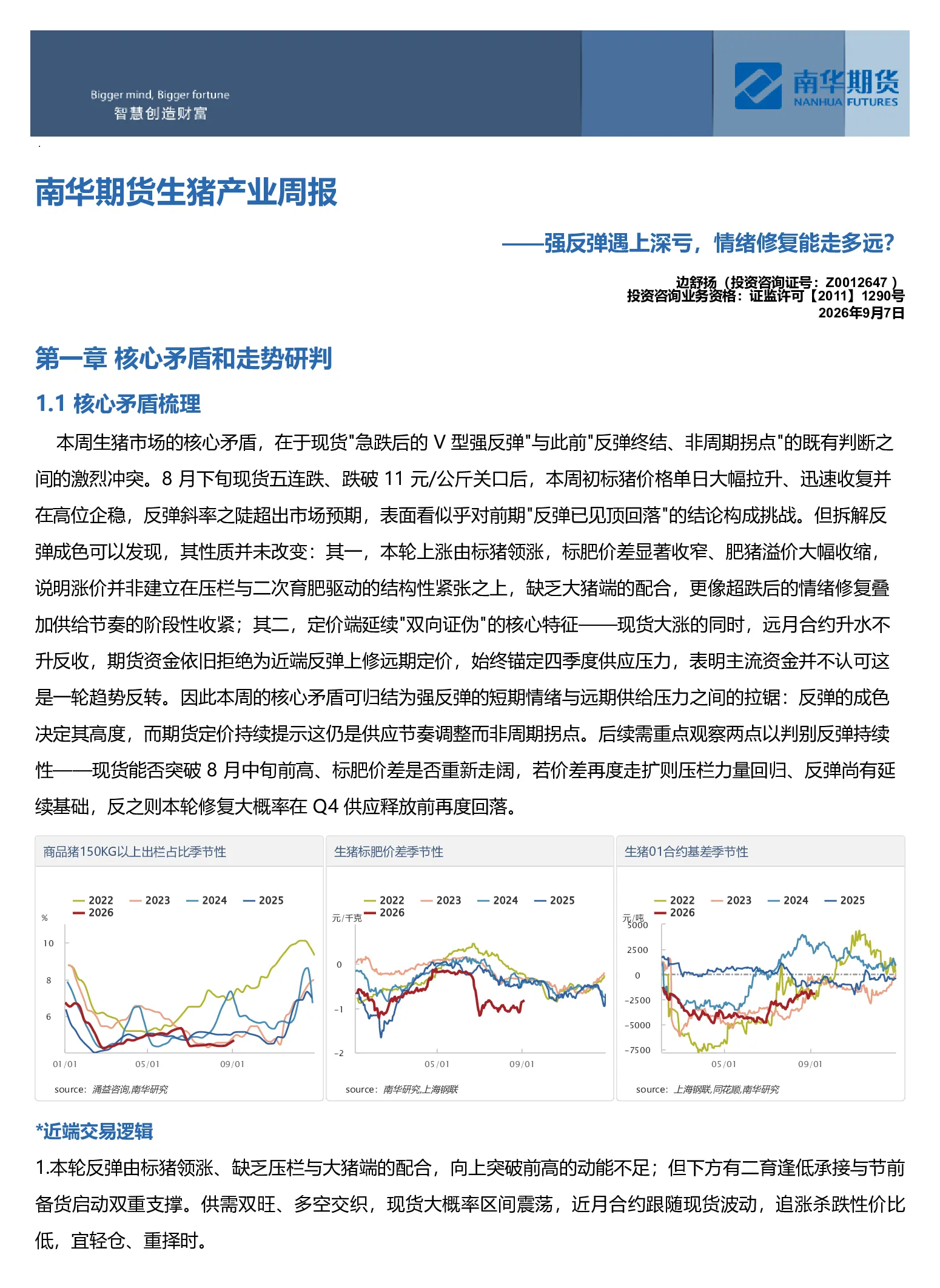 南华期货生猪产业周报：强反弹遇上深亏，情绪修复能走多远？