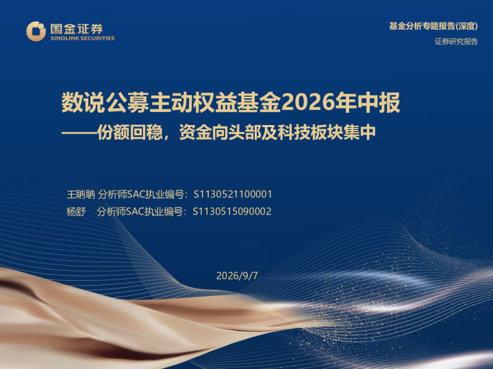 数说公募主动权益基金2026年中报——份额回稳，资金向头部及科技板块集中