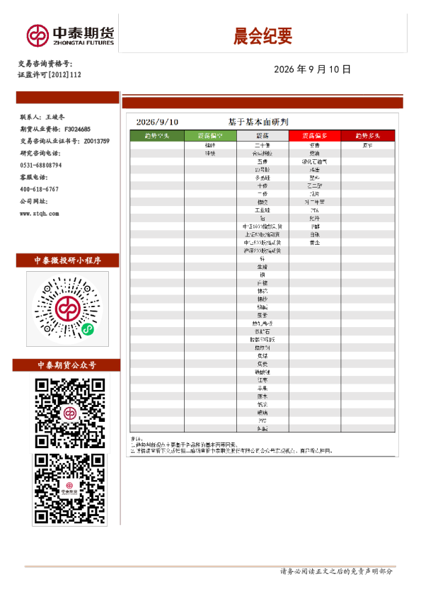 隆众资讯晨会纪要