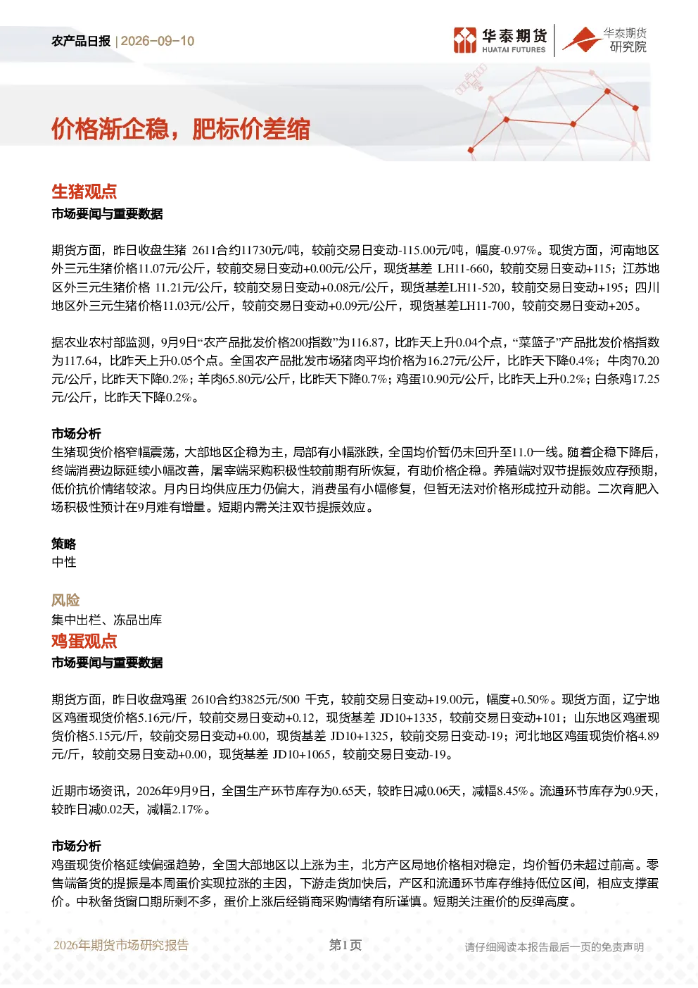 农产品日报：价格渐企稳，肥标价差缩