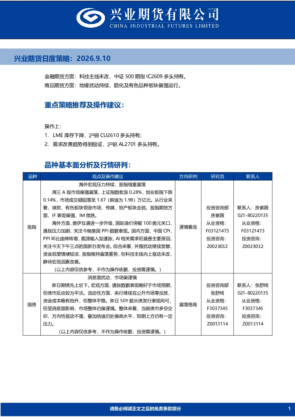 日度策略