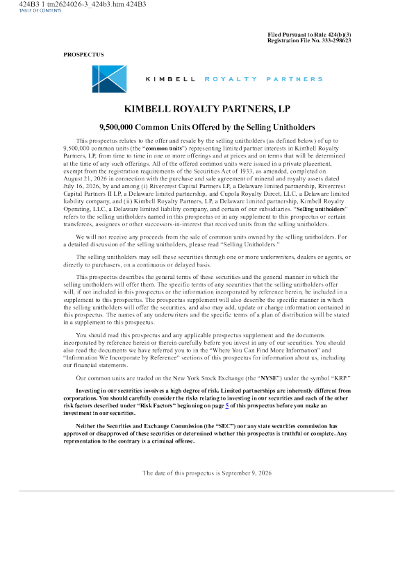 金贝尔皇权合作伙伴有限合伙企业美国存托凭证招股说明书（2026-09-10版）