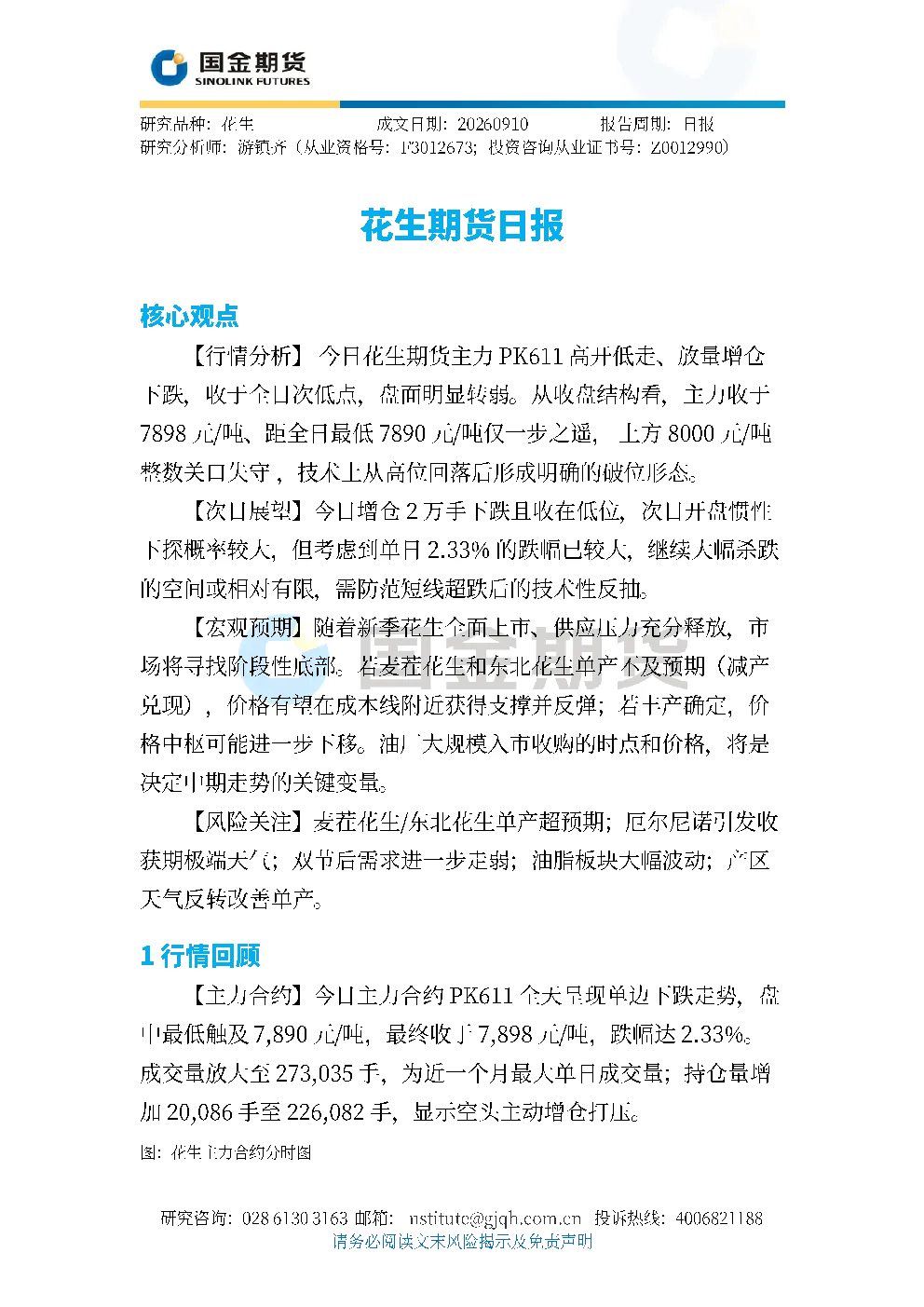 花生期货相关数据报告