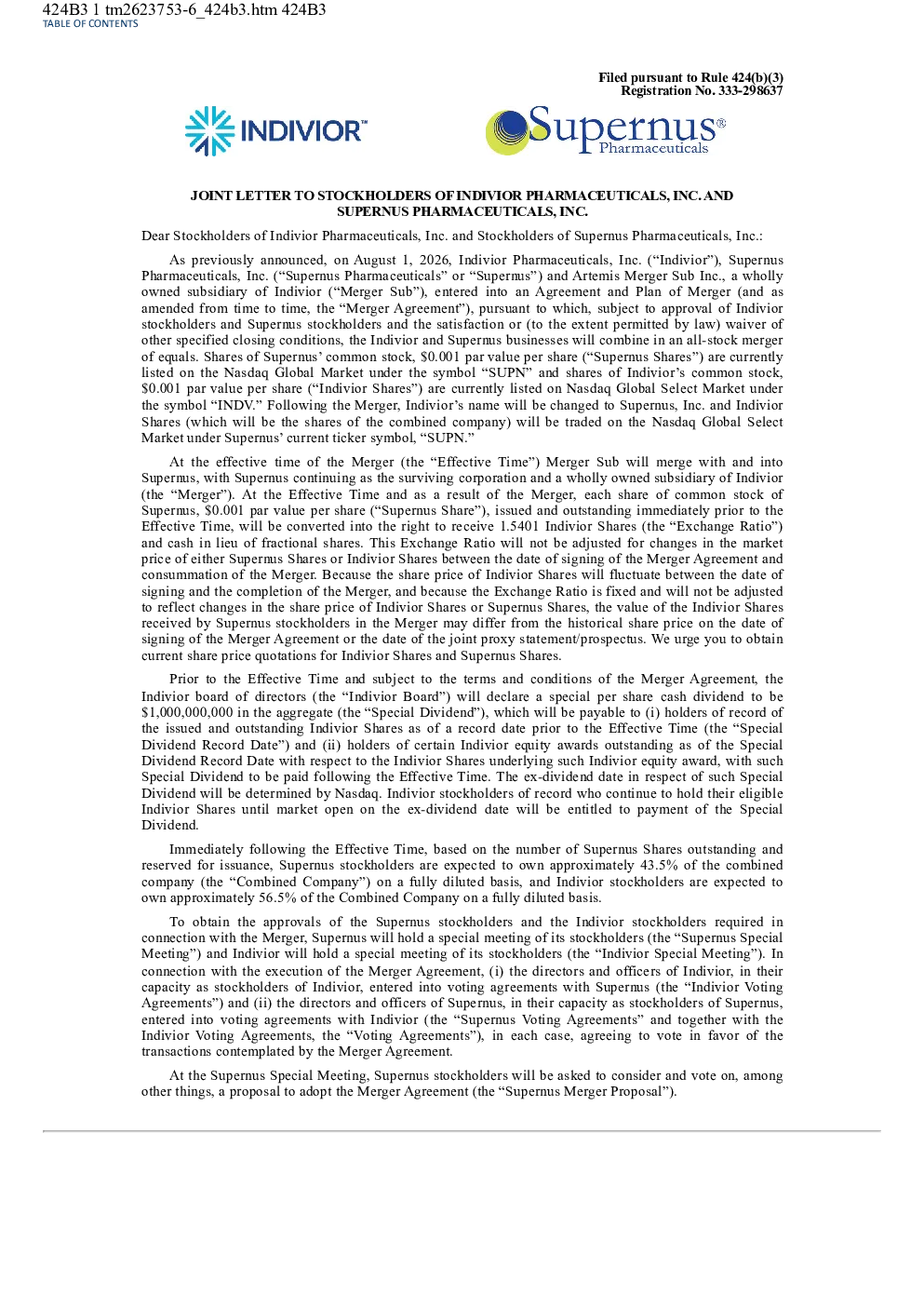 Indivior Pharmaceuticals Inc美股招股说明书(2026-09-11版)