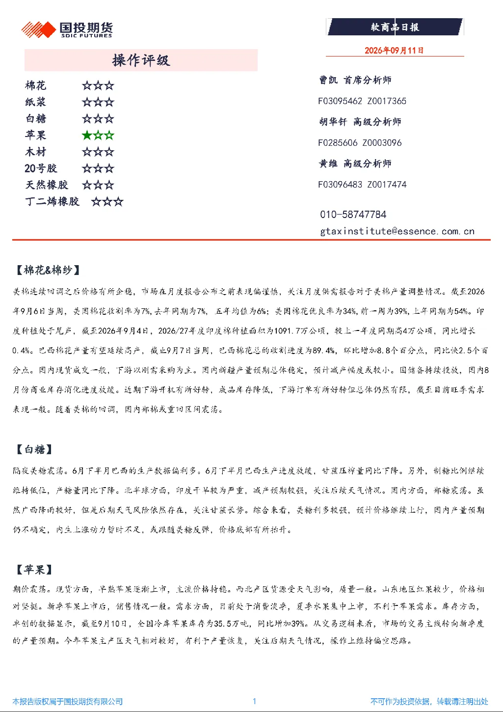 软商品日报