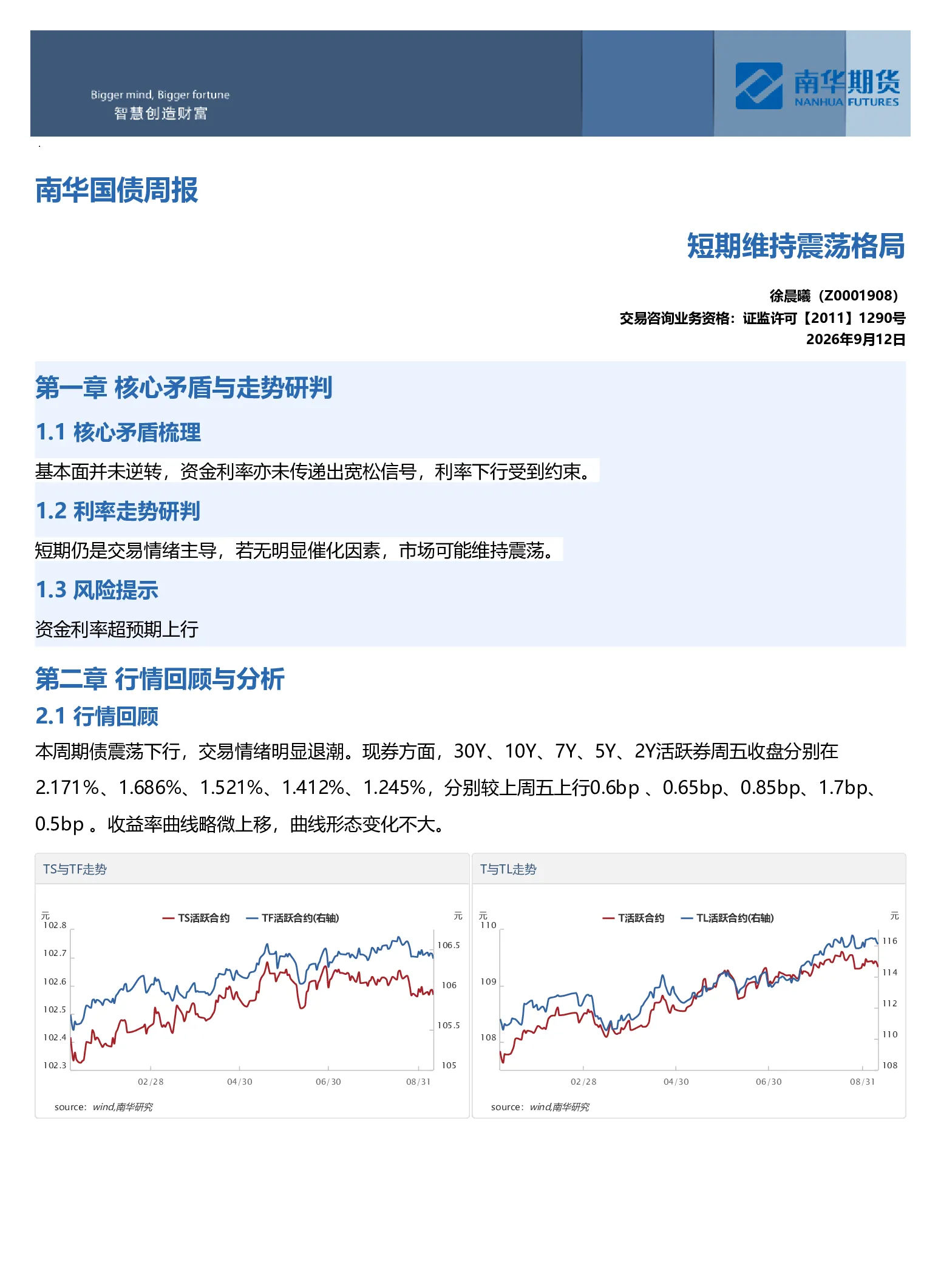 国债周报：短期维持震荡格局20260913