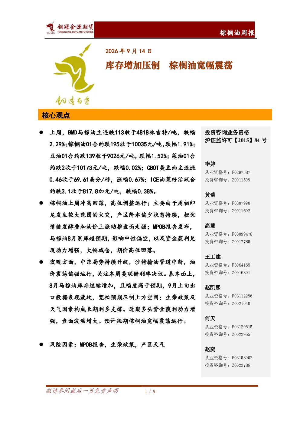 棕榈油周报