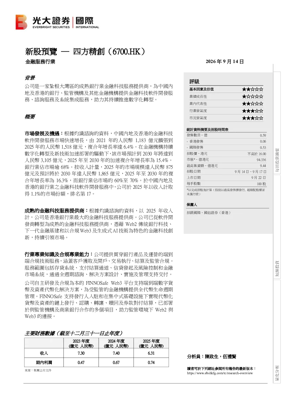 新股预览：四方精创