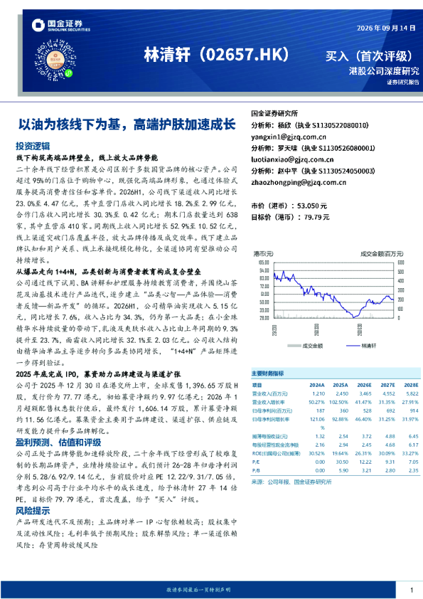 以油为核线下为基，高端护肤加速成长