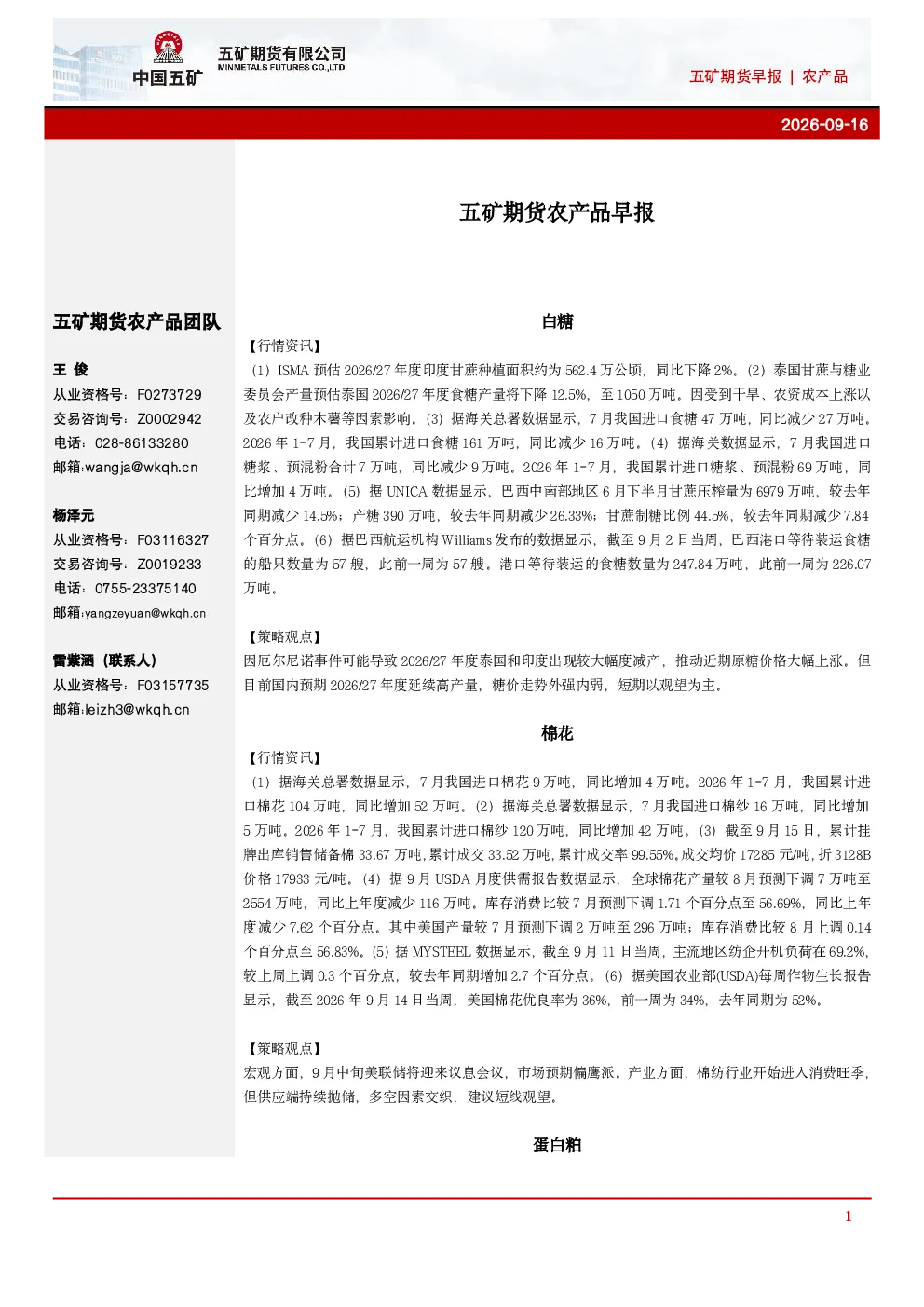 农产品早报