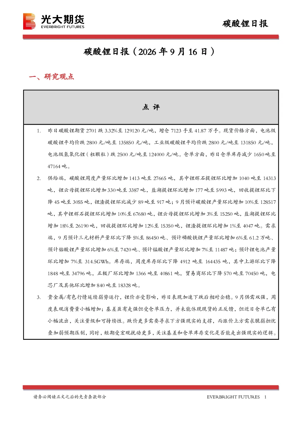 碳酸锂日报