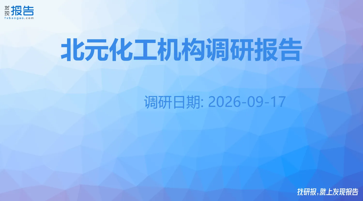 北元化工机构调研纪要