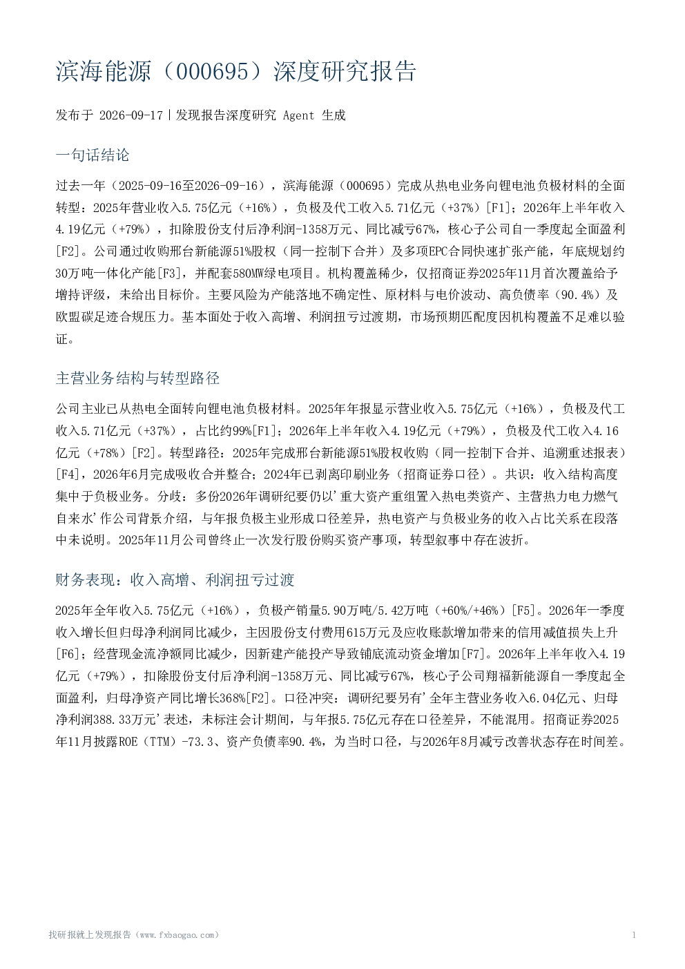 滨海能源（000695）深度研究报告