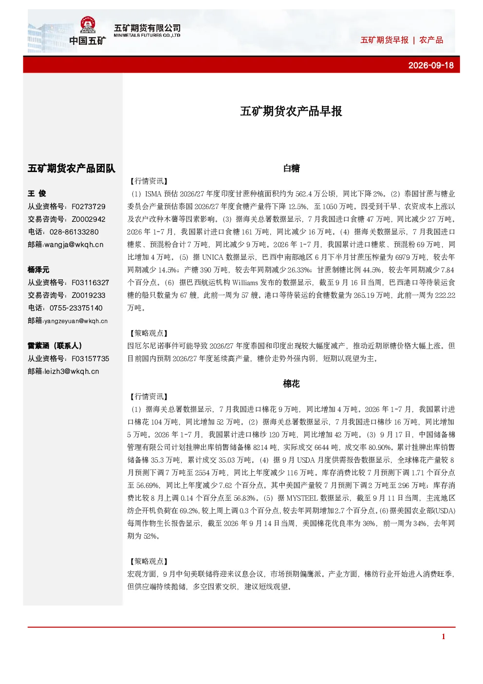 农产品早报