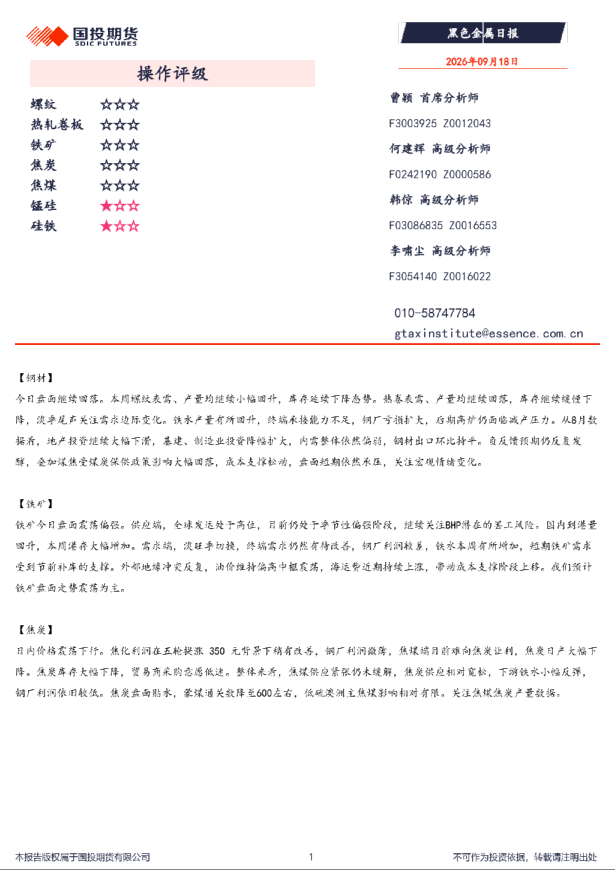 黑色金属日报