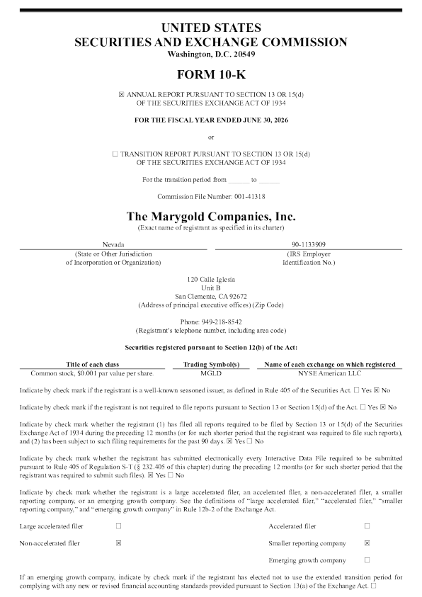 玛丽戈德公司 2025年度报告