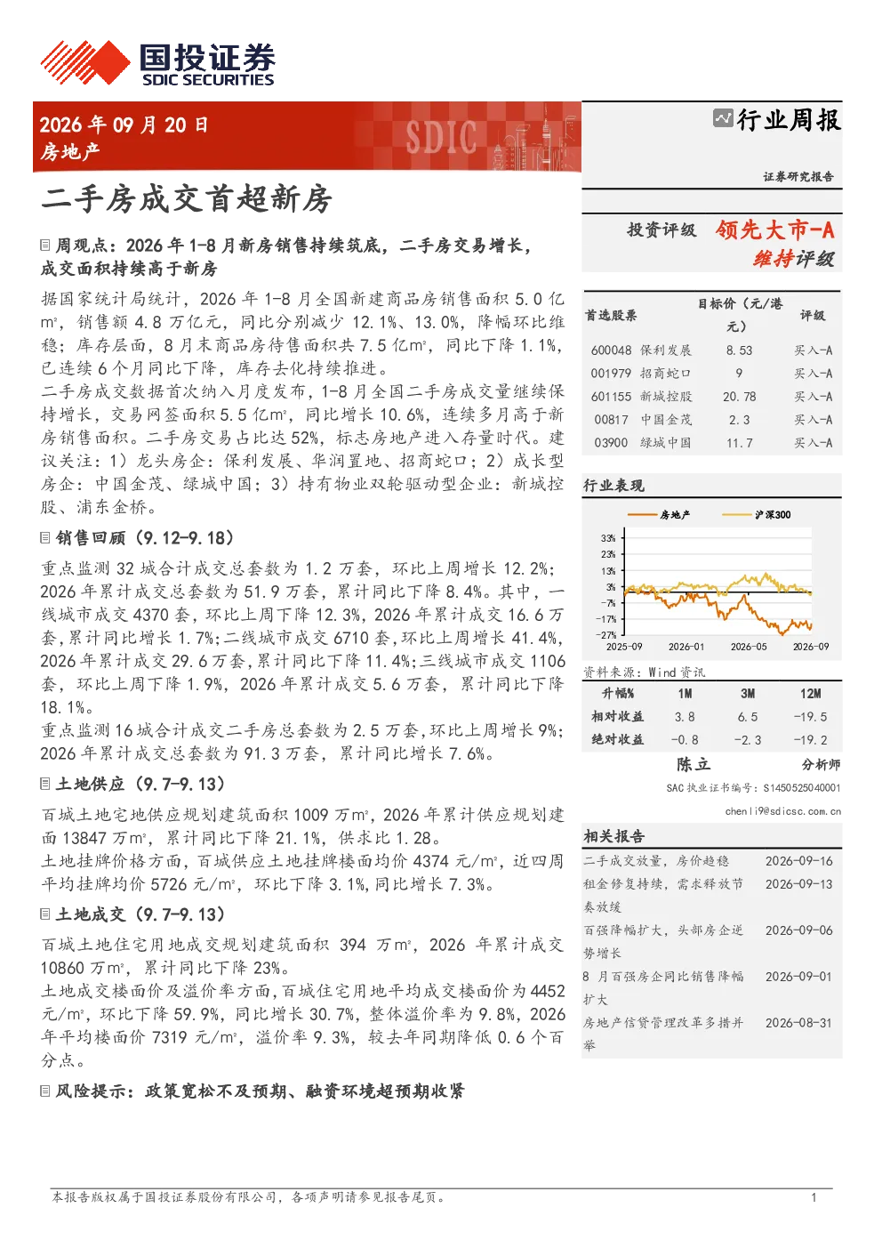 二手房成交首超新房 房地产行业周报