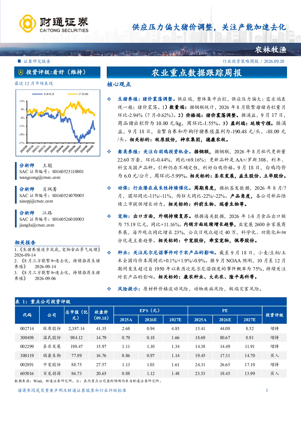 供应压力偏大猪价调整，关注产能加速去化