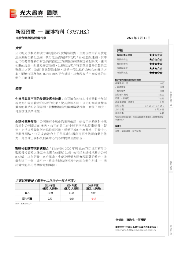 新股预览：罗博特科