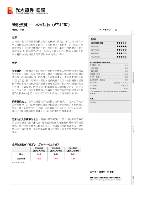 新股预览：本末科技