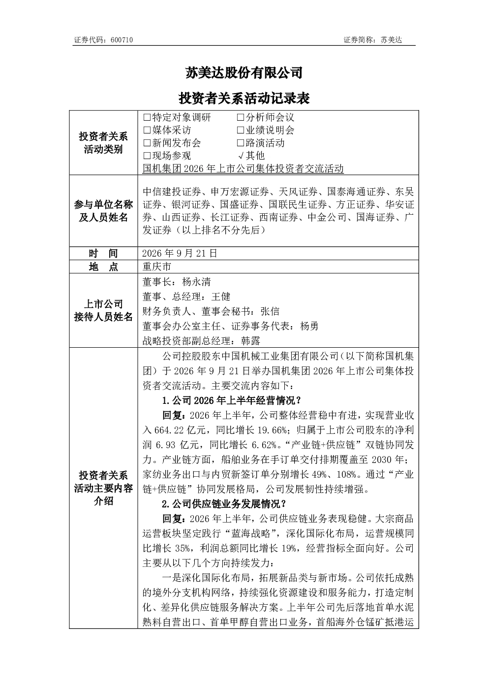 600710 苏美达