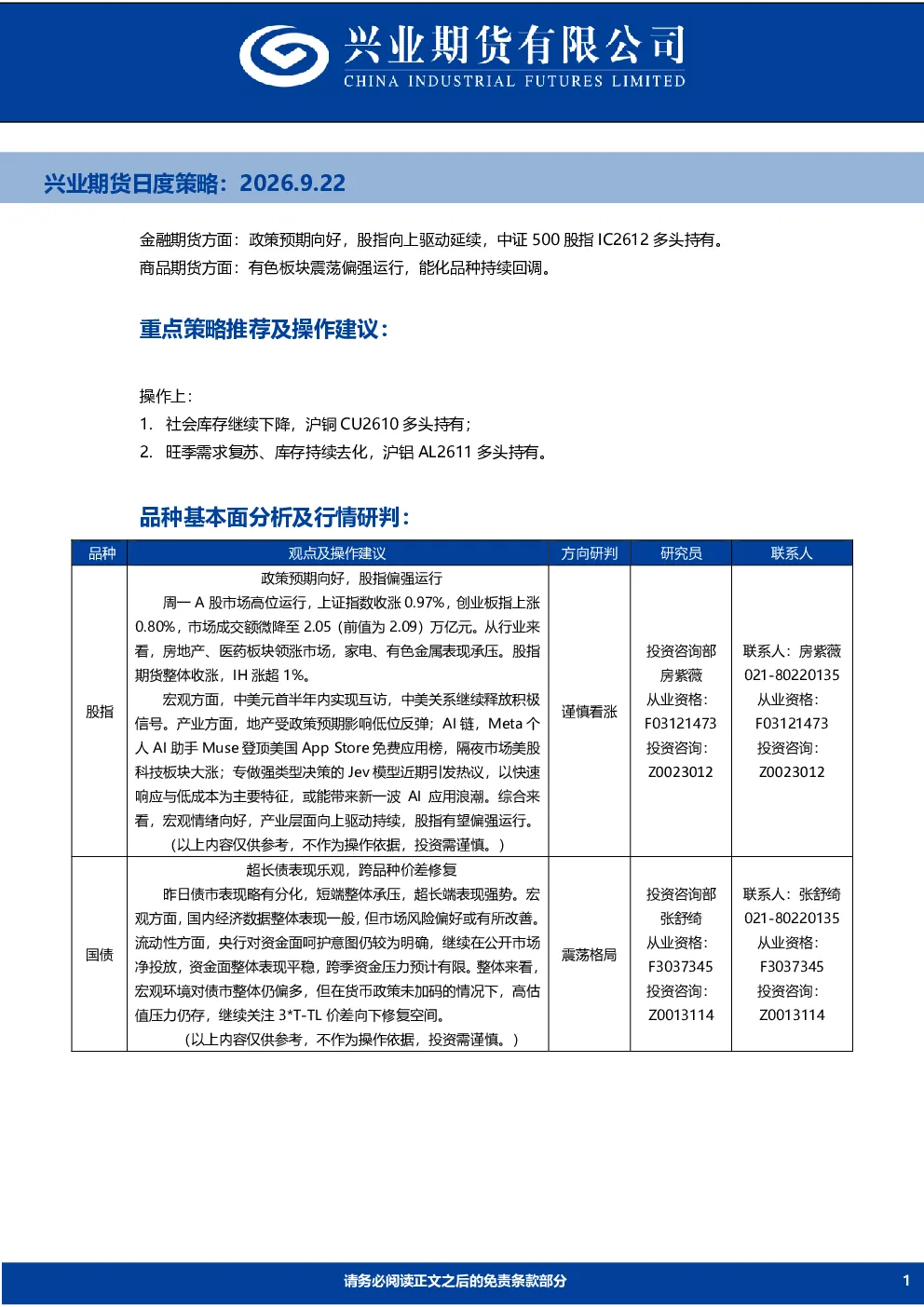 日度策略