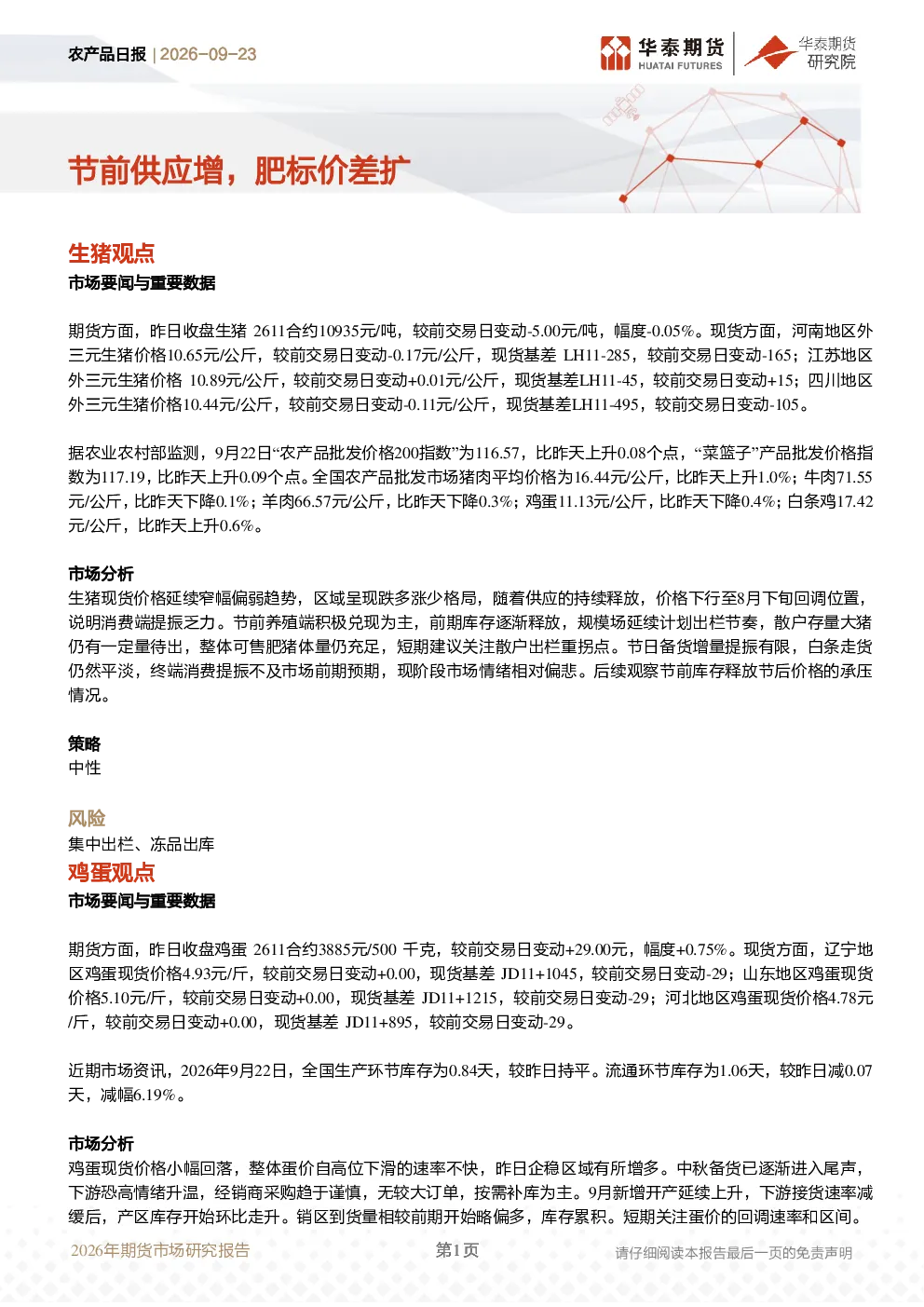 农产品日报：节前供应增，肥标价差扩