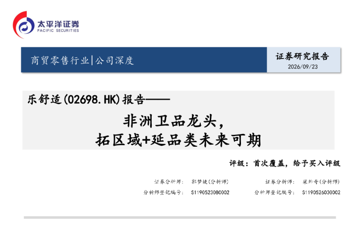 非洲卫品龙头，拓区域+延品类未来可期