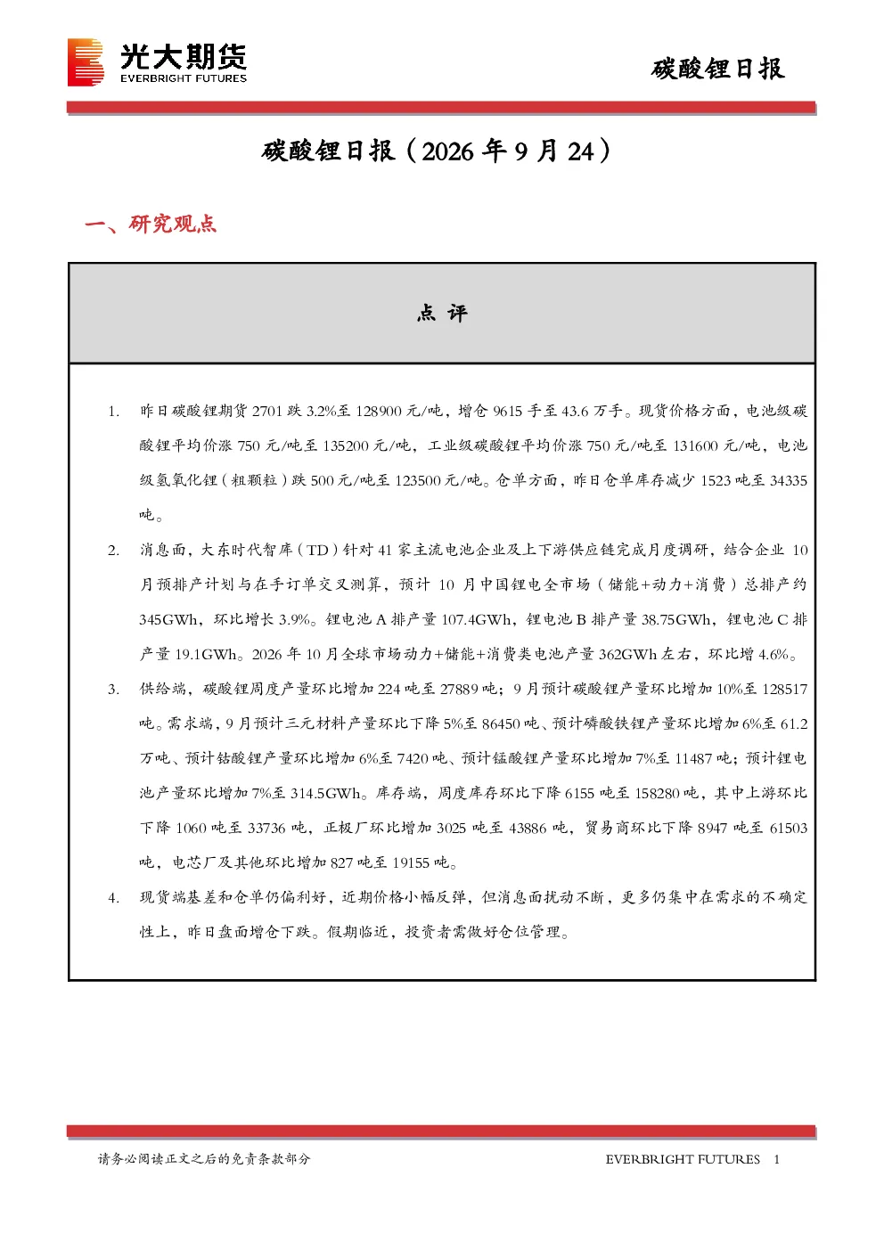 碳酸锂日报