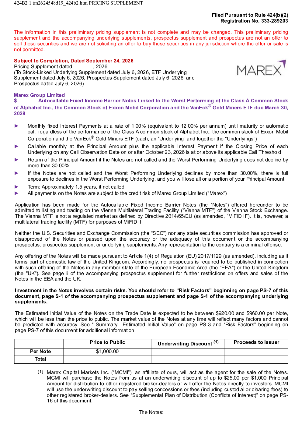 Marex Group Ltd美股招股说明书(2026-09-24版)