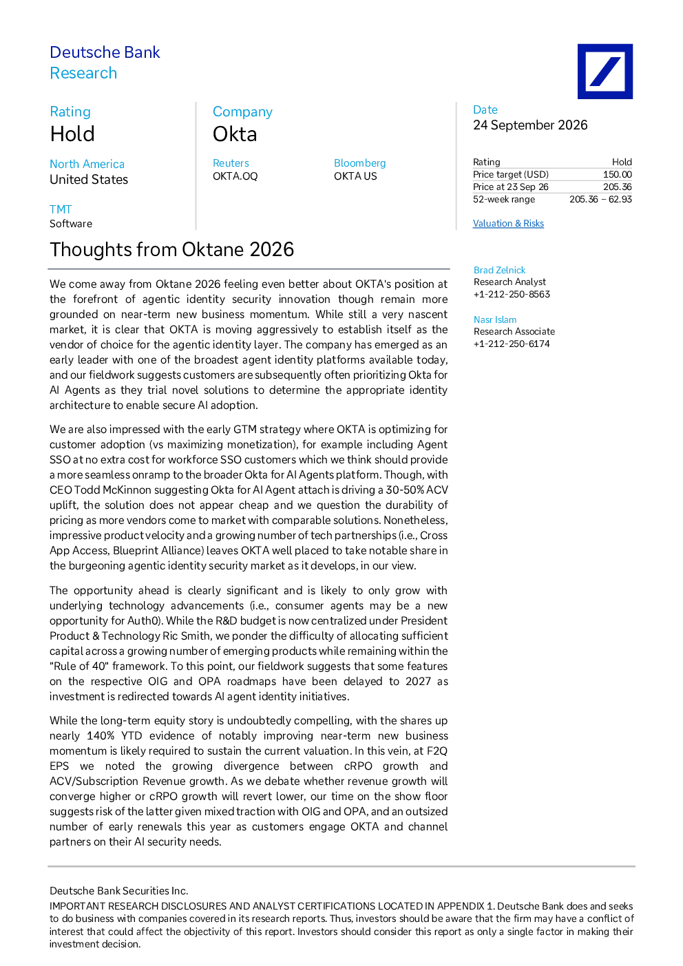 Okta：Oktane 2026会议观点