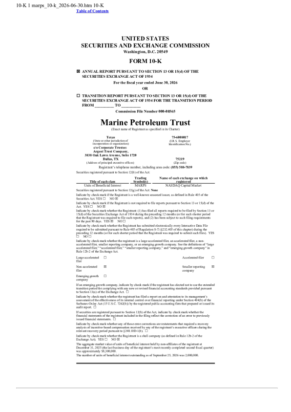 海洋石油信托 2025年度报告