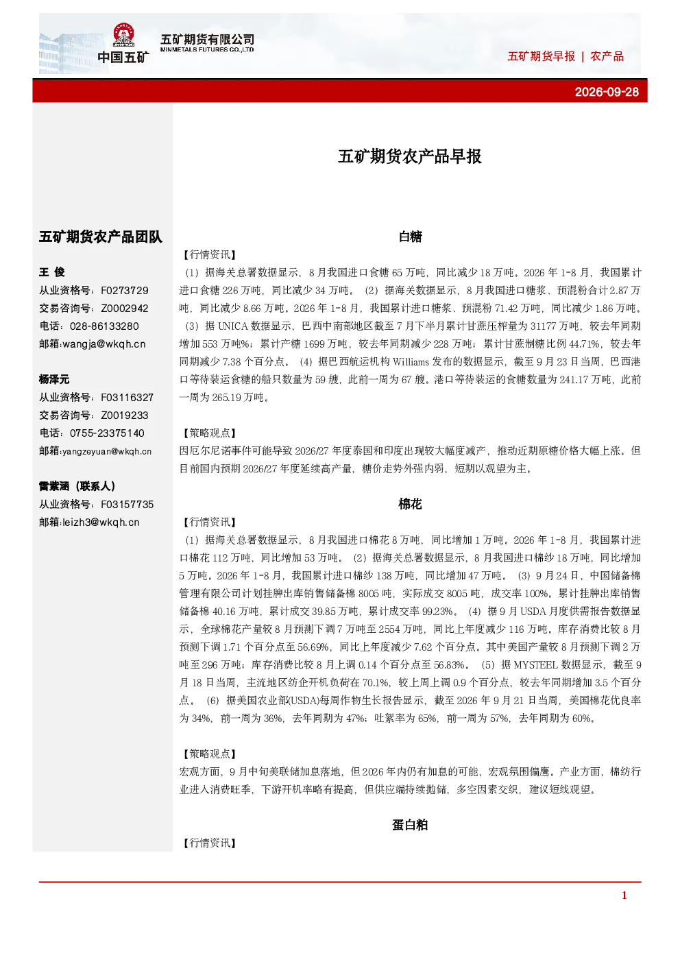 农产品早报